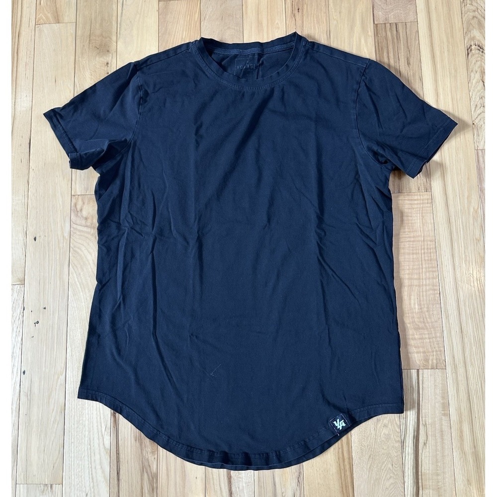 Men's YoungLA 402 Curved Hem Black T-Shirt Men's Large Stretch Gym Pump